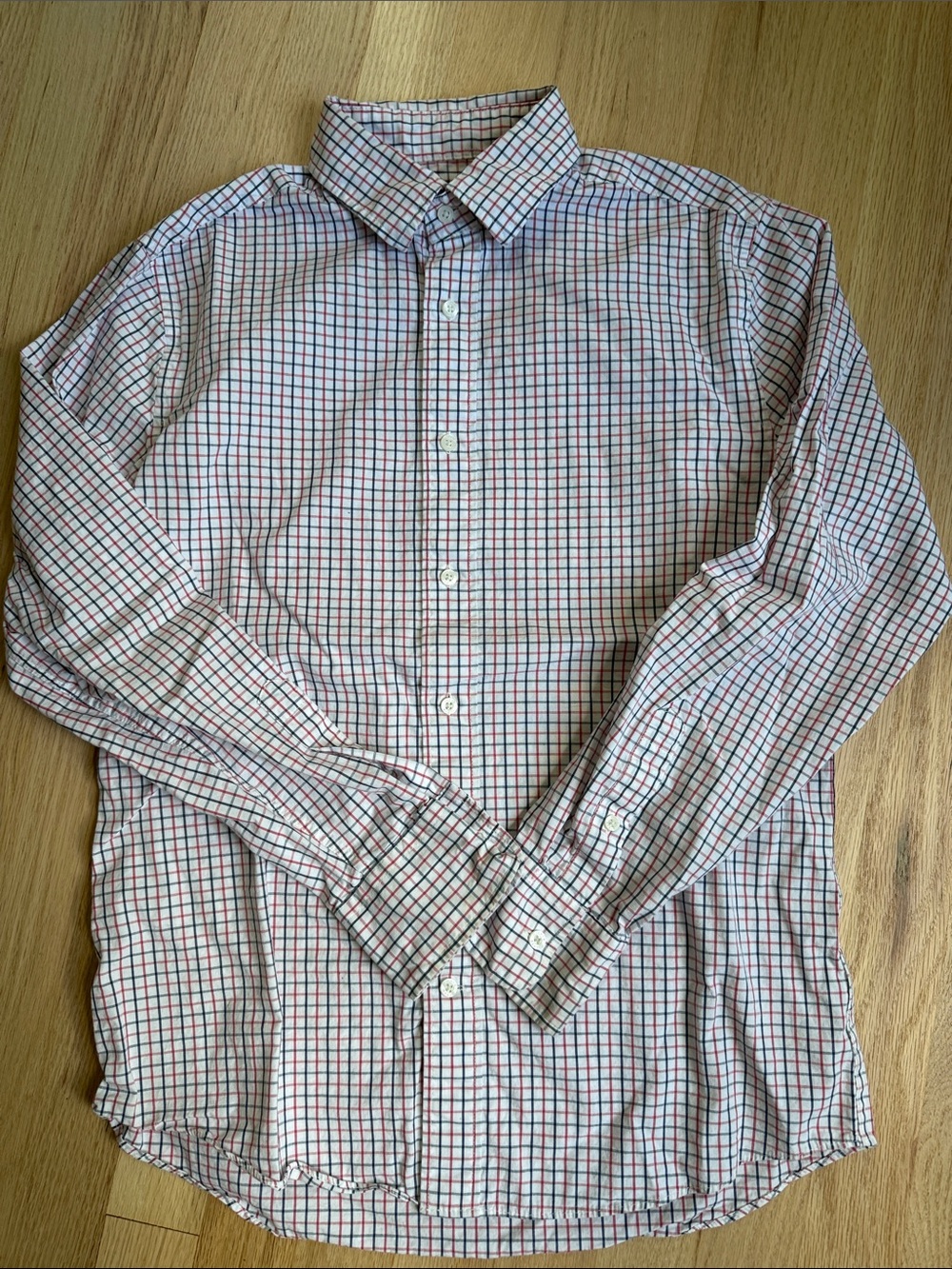 Crewcuts White Check Button-Down Shirt with Red & Blue Grid